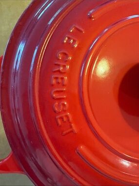 Le Creuset Bright Red Enameled Dutch Oven Lid no 24